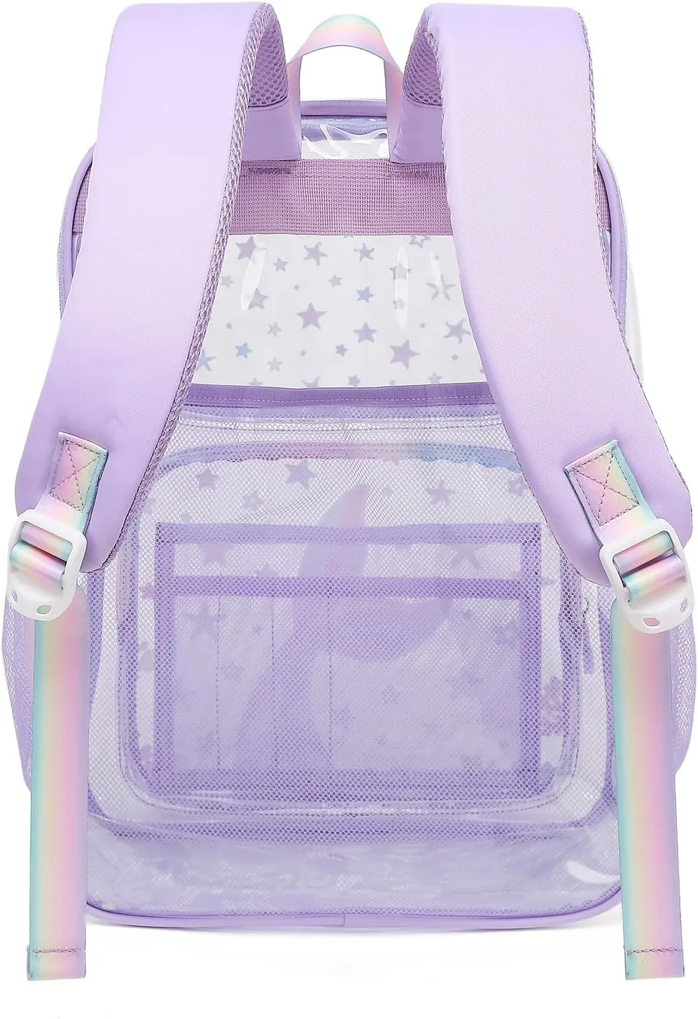 MOONBABY Clear Backpack for School Girls, Heavy Duty TPU Transparent Backpack Stadium Events Approved, Clear Bookbag