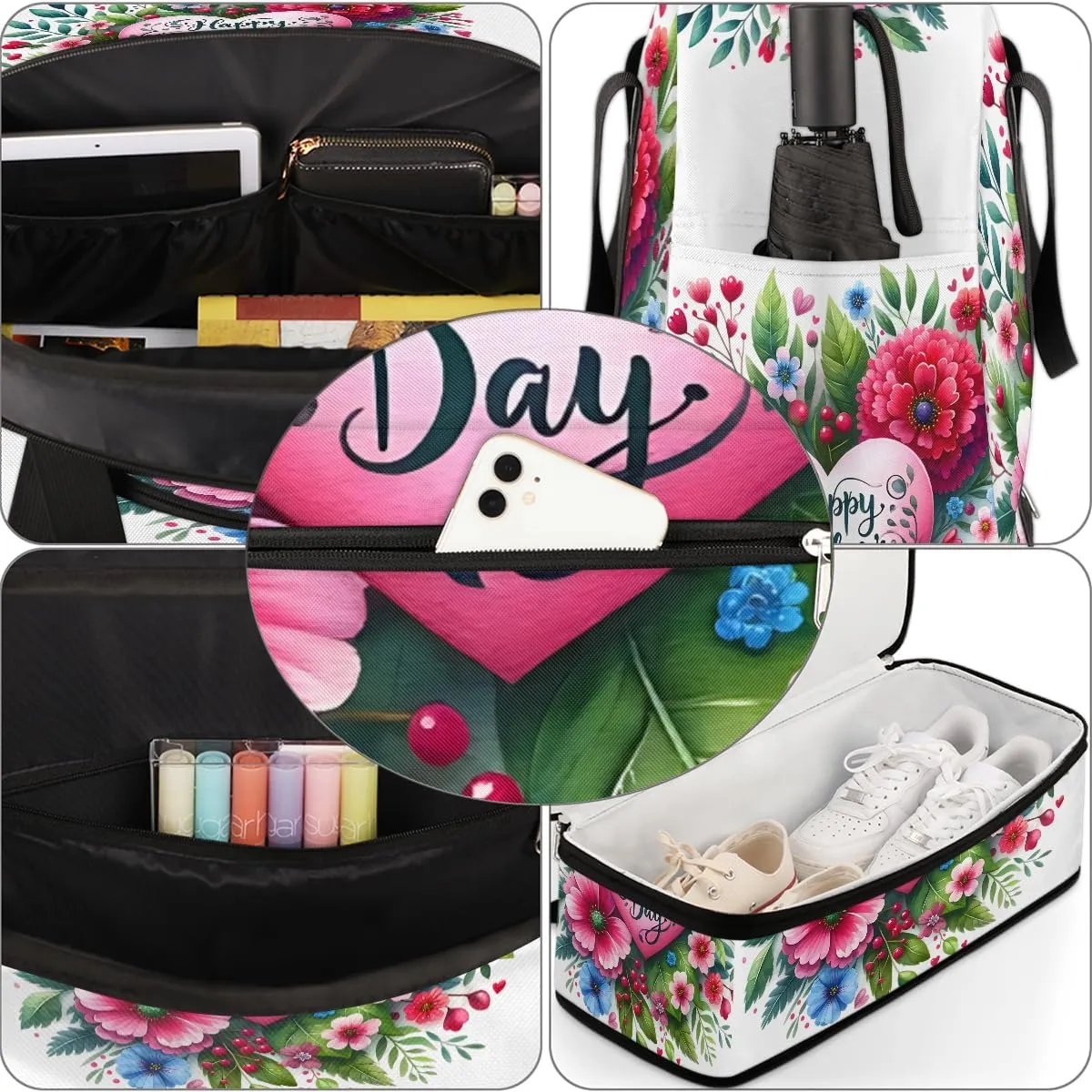 Mother'S Day Flower Rainbow Large Weekender Overnight Bags Travel Duffel Bag for Women Men Gym Bag With Shoe Compartment Foldie Travel Tote Bag Carry On Personal Item Bag for Travel Gym Sports