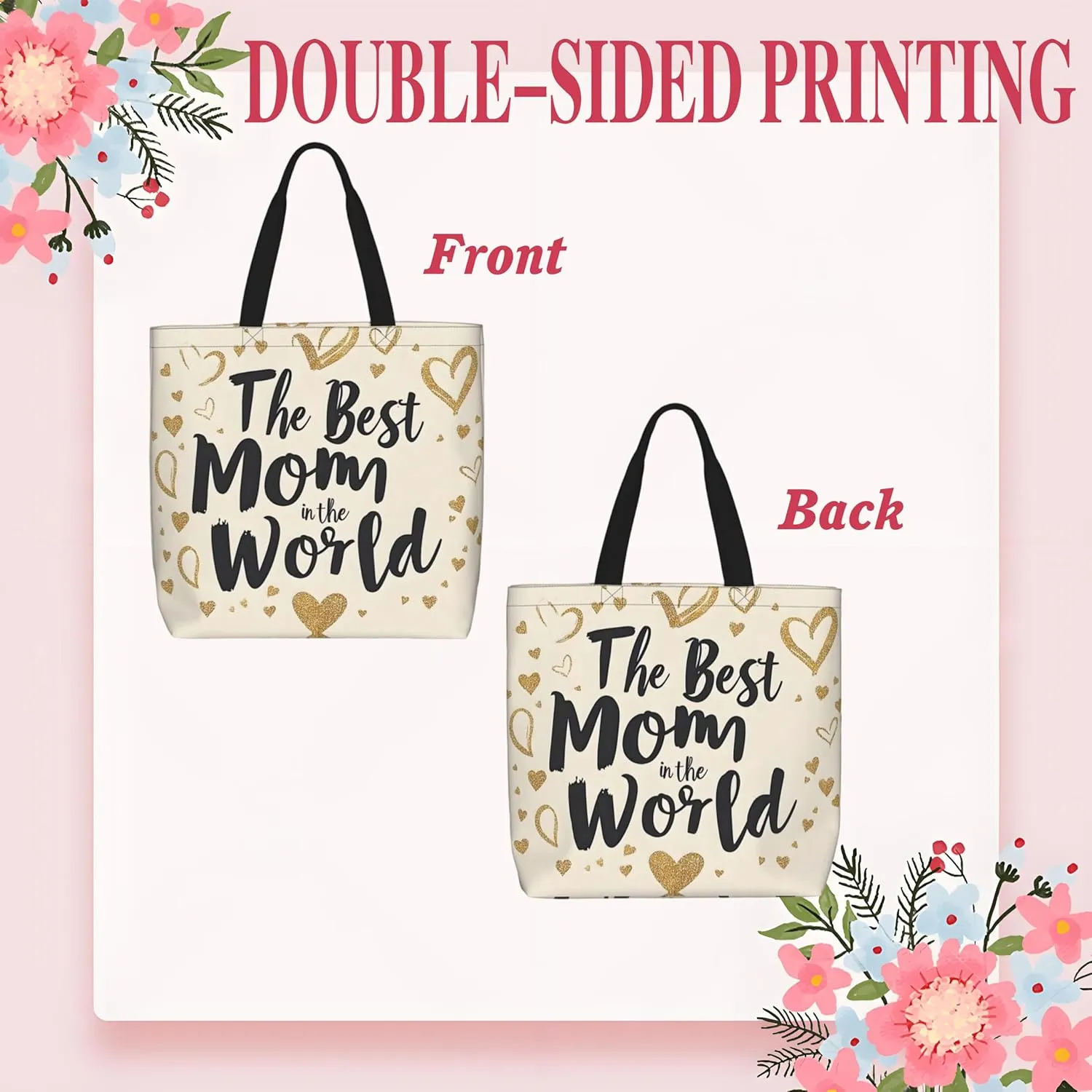 Mothers Day Tote Bag With Zipper Women Mom Bags Large Mama tote bag Reusable With Handles Mother Gifts