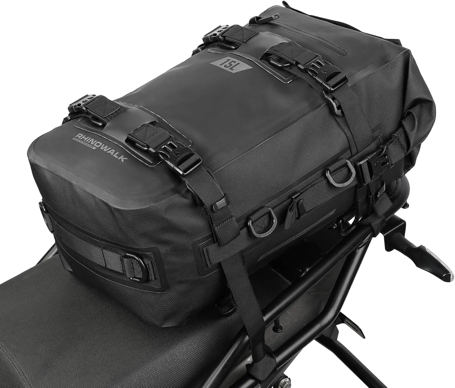 Motorcycle Tail Bag Waterproof Rear Rack Trunk Rhinowalk Motorcycle Seat Bag(Black, 15L)