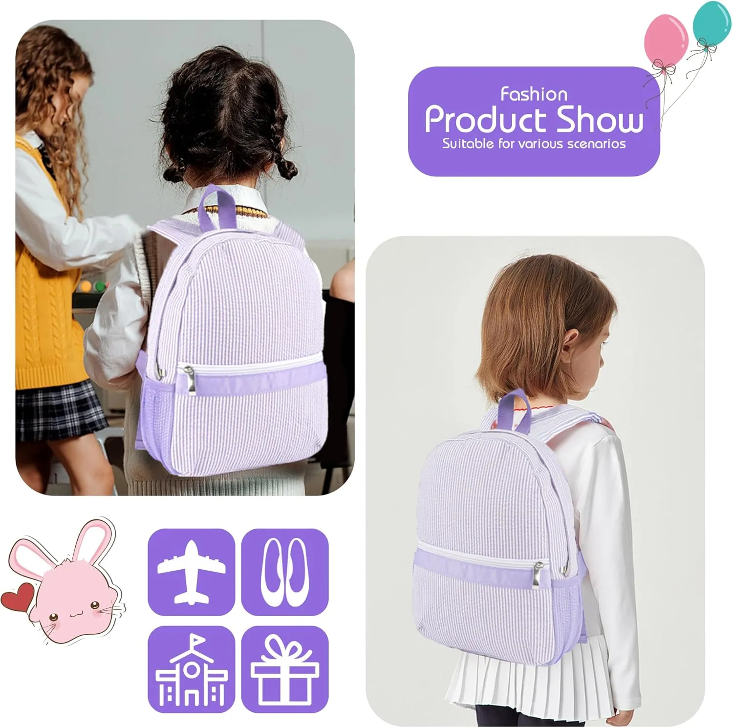MT WORLD Monogram Backpack Toddler Backpack Personalized Preschool Backpack Child Backpack Preppy Packpacks Kids Bookbags Toddler Bookbag(Purple)