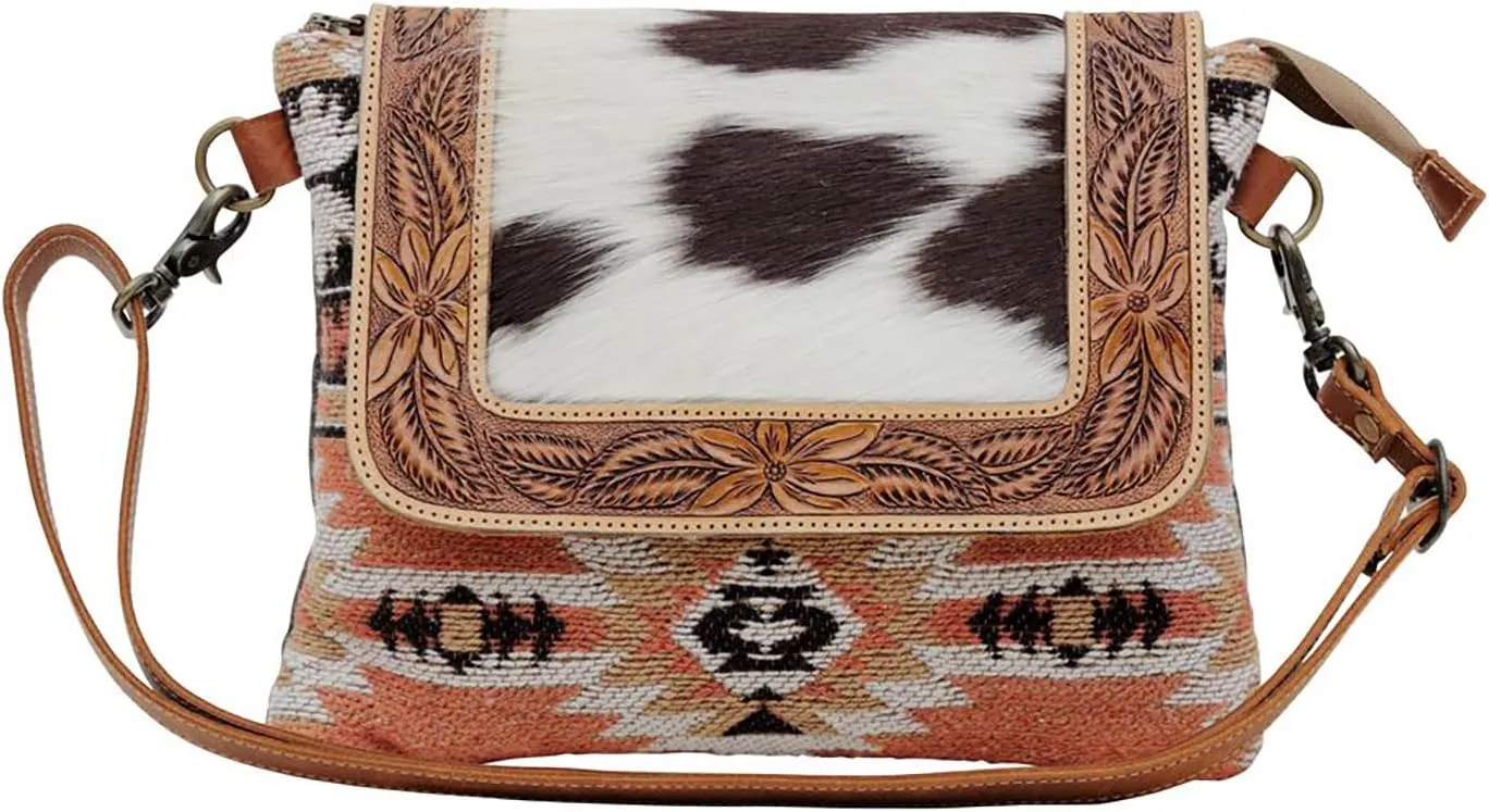 Myra Bag Western Canvas Crossbody Handbag for Women - Upcycled Leather Boho Shoulder Bag Sansa