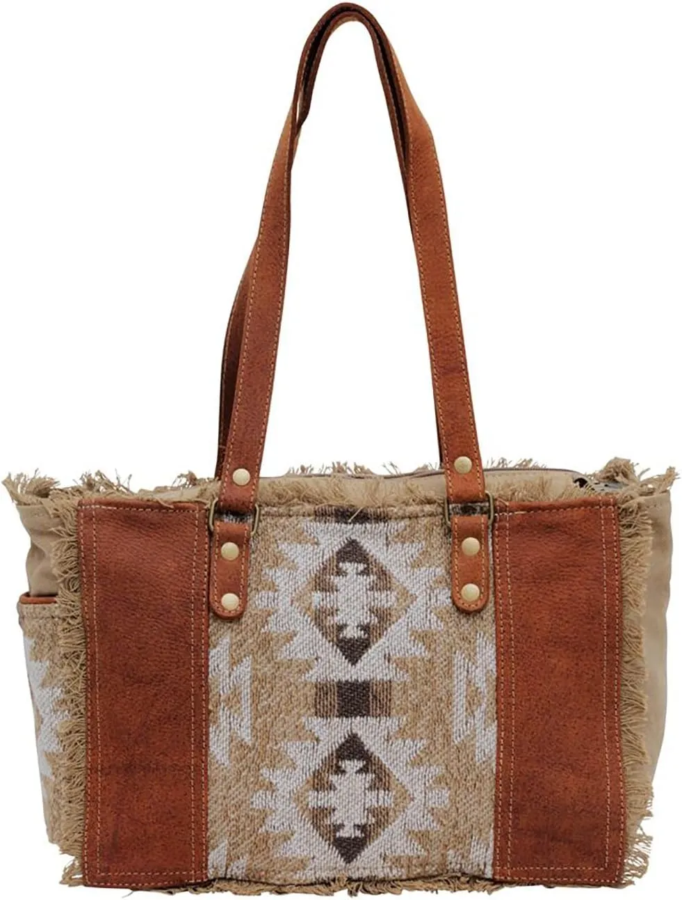 Myra Bag Western Leather Shoulder Bag for Women - Upcycled Canvas Handbag Camilla