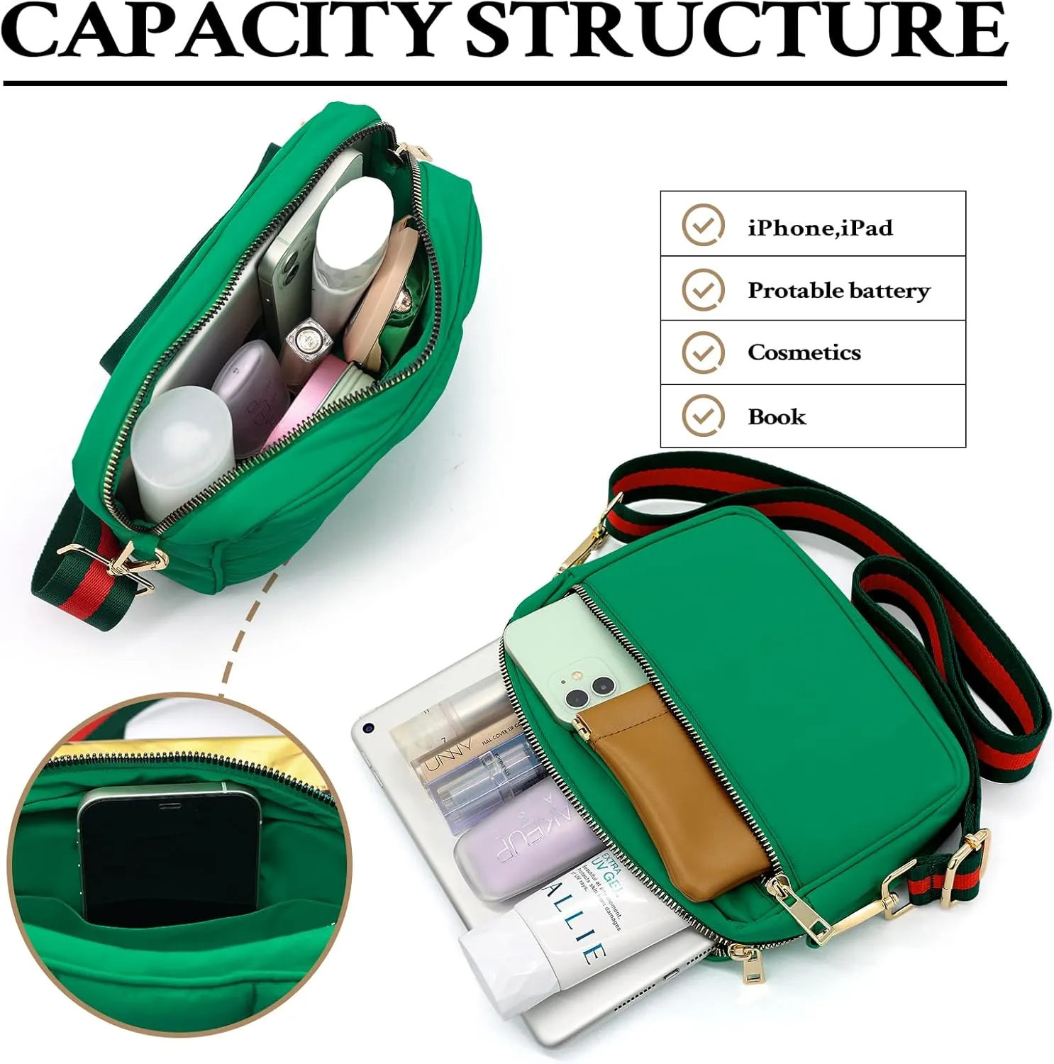 NAARIIAN Crossbody Bags for Women Small Puffy Quilted Purses Shoulder Handbags Adjustable strap Cute Everyday Bag