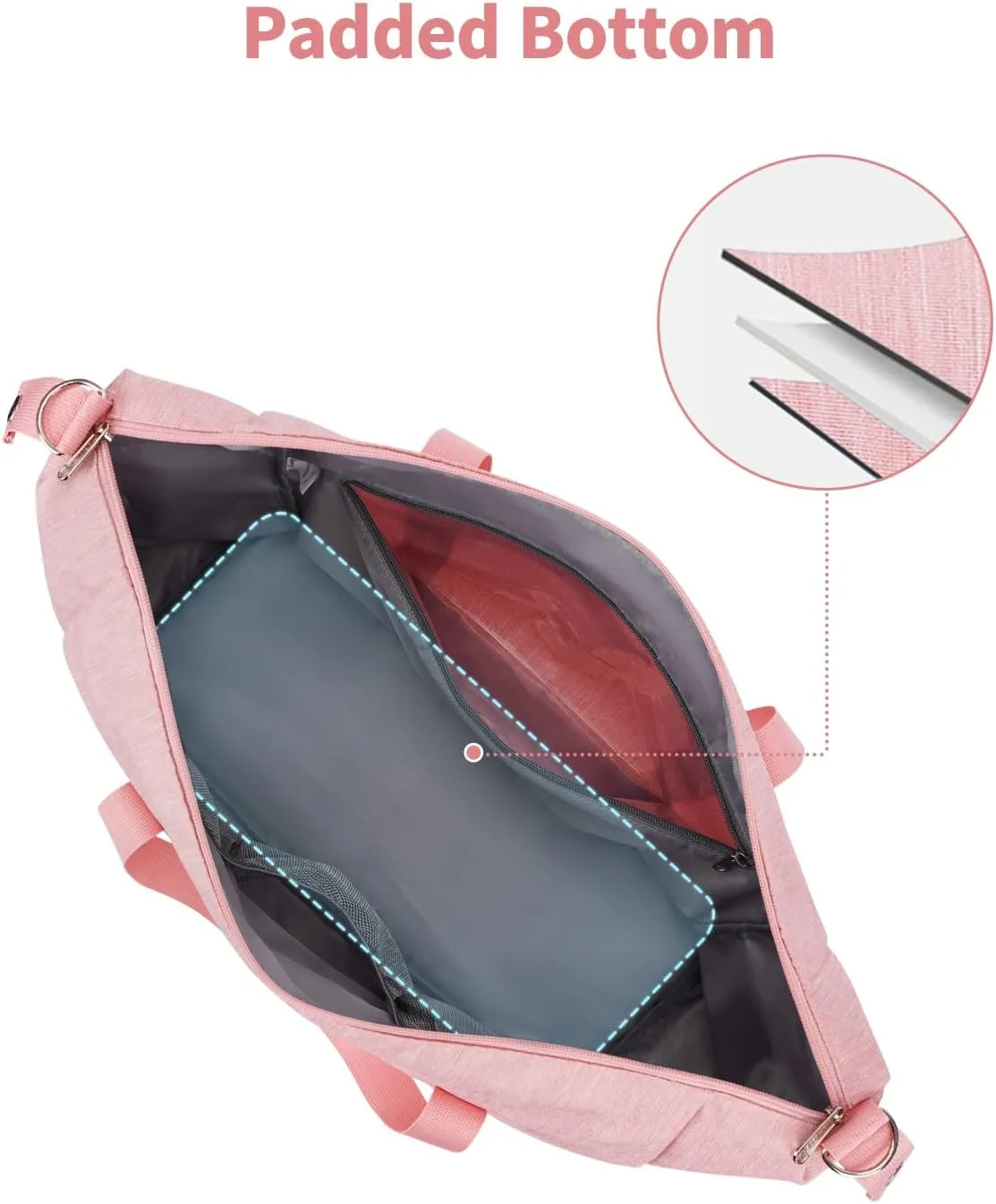 Narwey Weekender Bag for Women - Overnight Travel Duffel, Hospital, Spirit Airlines Personal Item 18x14x8, Carry-on Underseat With Wet Pocket, Small Gym (Pink)