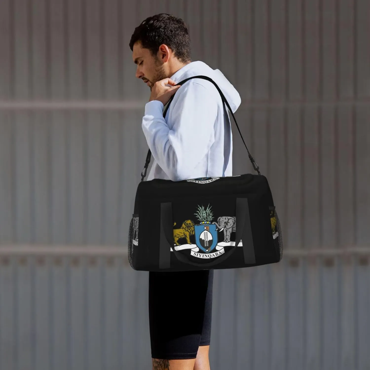 National Emblem Of Eswatini Travel Duffel Bag Large Foldable Waterproof Overnight Bag For Beach Swim Bags Pool Sports Gym