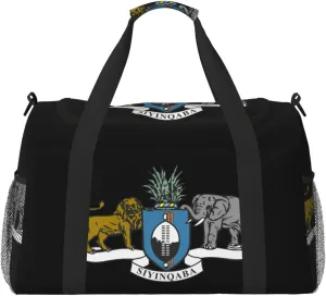 National Emblem Of Eswatini Travel Duffel Bag Large Foldable Waterproof Overnight Bag For Beach Swim Bags Pool Sports Gym