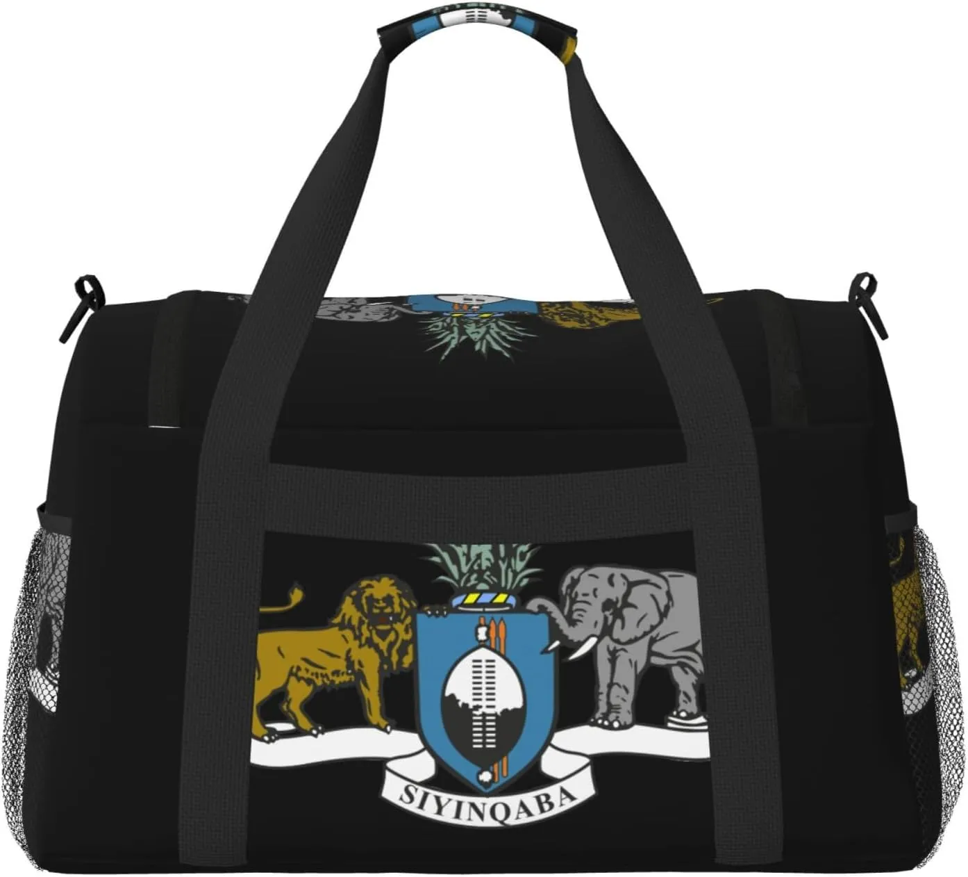 National Emblem Of Eswatini Travel Duffel Bag Large Foldable Waterproof Overnight Bag For Beach Swim Bags Pool Sports Gym