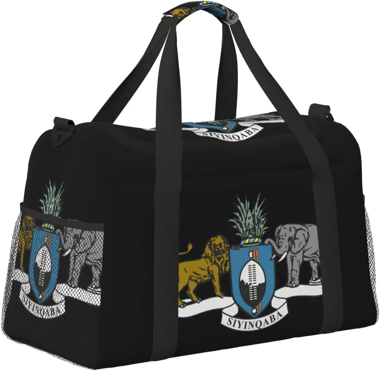 National Emblem Of Eswatini Travel Duffel Bag Large Foldable Waterproof Overnight Bag For Beach Swim Bags Pool Sports Gym