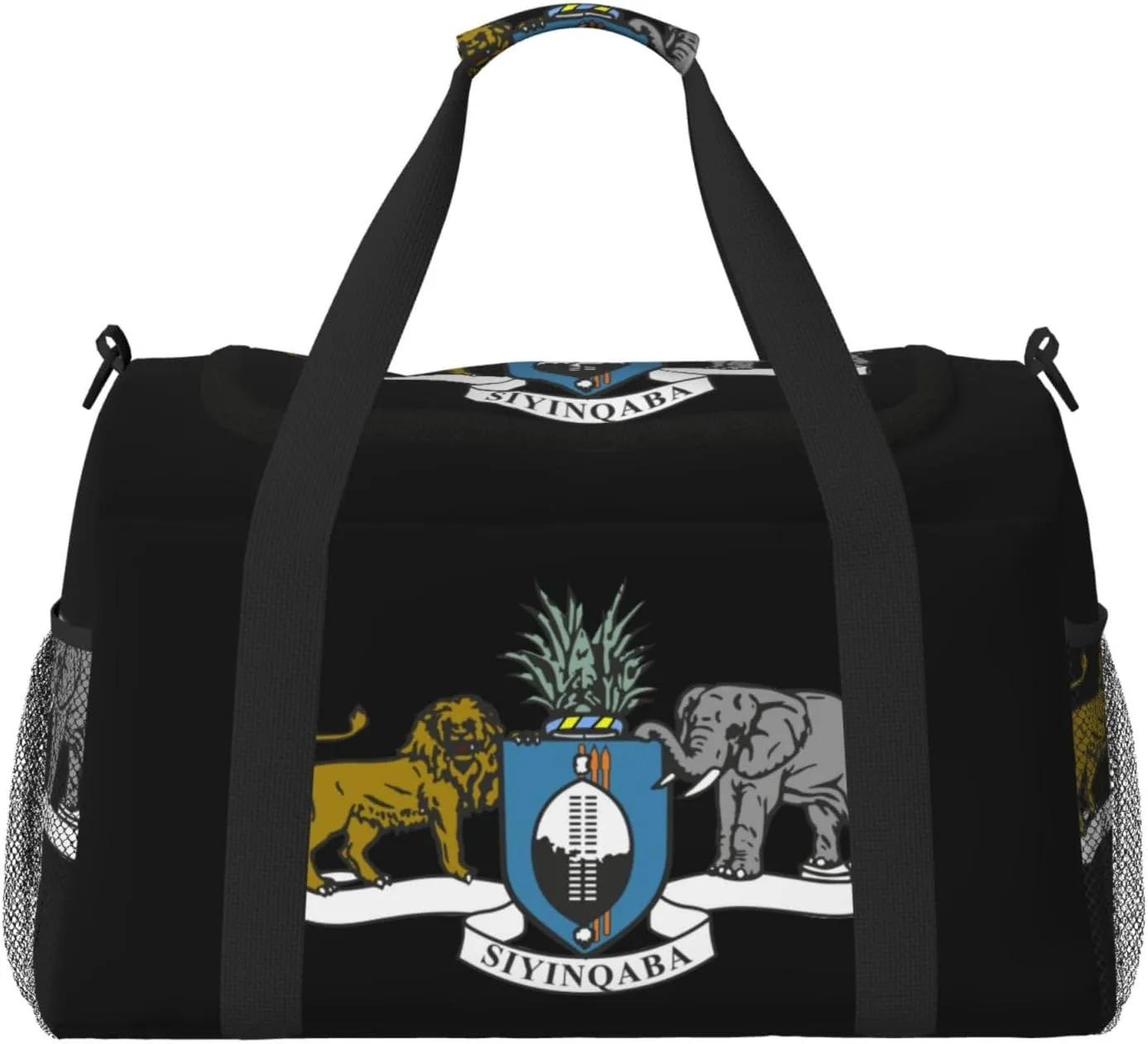National Emblem Of Eswatini Travel Duffel Bag Large Foldable Waterproof Overnight Bag For Beach Swim Bags Pool Sports Gym