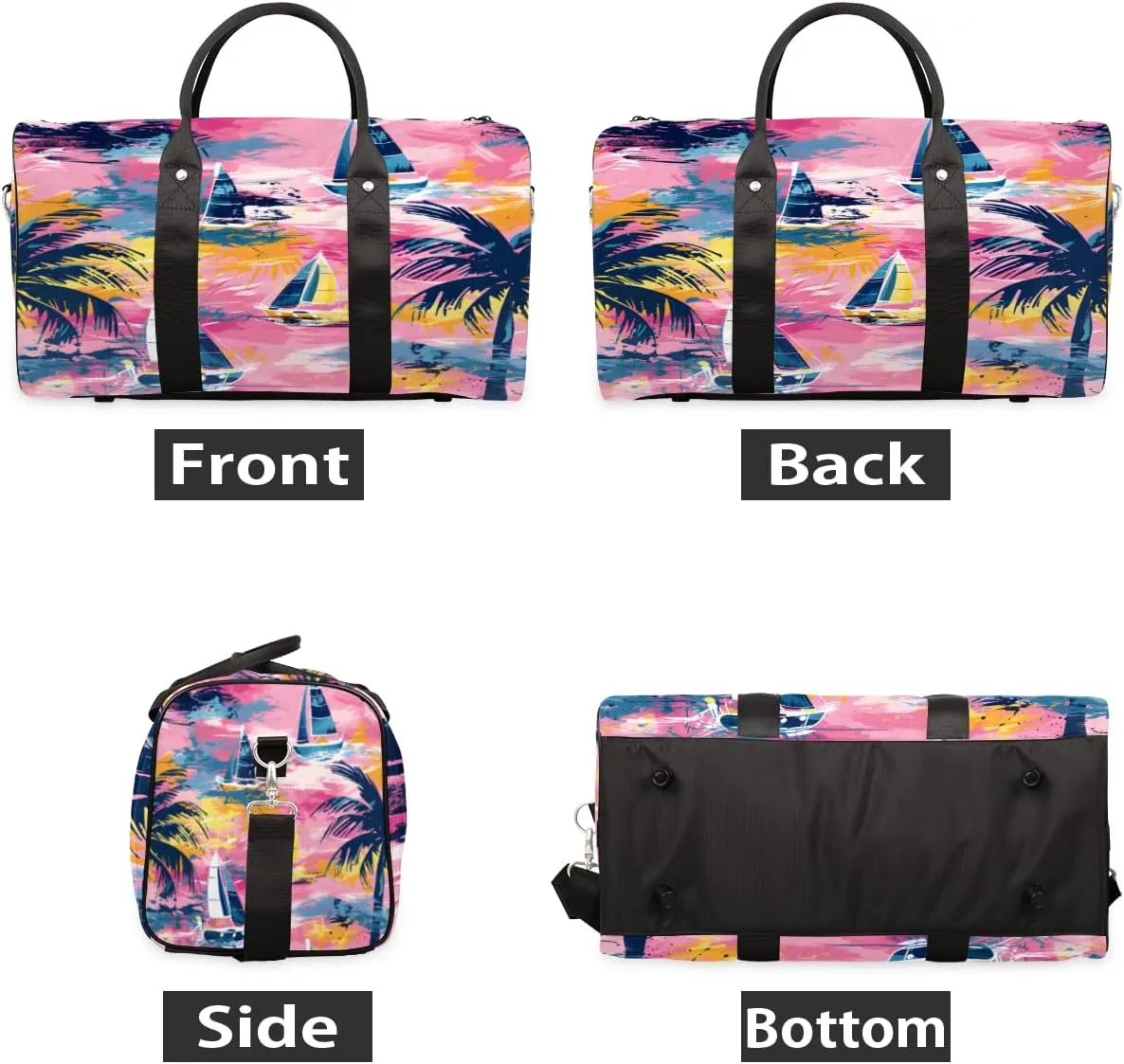 Nautical Sailboat Travel Duffle Bag, Sports Gym Bags for Women Men, Carry On Weekender Overnight Bag, Ocean Beach Workout Hospital Airplane Trips Bag