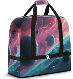 Nebulae Universe Travel Duffel Bag for Women Men Weekender Overnight Bag with Shoe Compartment Foldable Sports Gym Luggage Bag