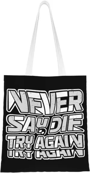 Never Say Die Tay Again Tote Bag for Women Canvas Shopping Bags Reusable Large Capacity Casual Shoulder Handbags Grocery Bags DIY Gift Bags