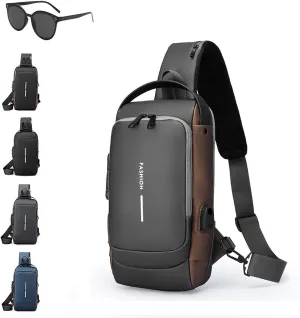 New Carbon Fiber Streamline Anti-Theft Sling Bag, Auricz Bag, Auricz Sling Bag, Waterproof Shoulder Bag (grey)