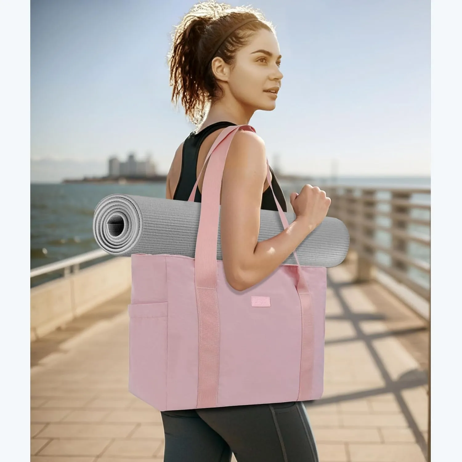 NGIL Yoga Tote Bag, Gym Tote Bag,Work Nurse Tote Bag for Women, Computer Tote for Laptop, Travel Tote Shoulder Bag for Women