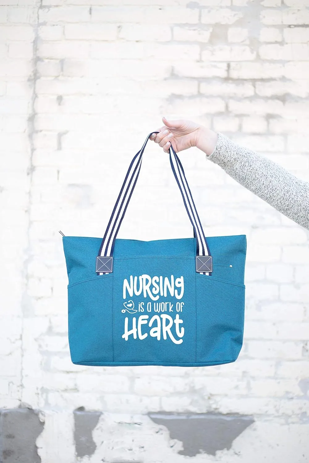 Nurse Tote Bag for Work - Christmas Gifts for Women Large Nursing Bag with Zipper, Pockets & Reliable Straps - Spacious Bag