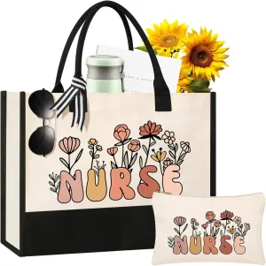 Nurse Tote Bag Set - Beige, Medium (15" x 4" x 12") for Nurses, Thoughtful & Practical, Durable & Lightweight, Versatile for Any Occasion