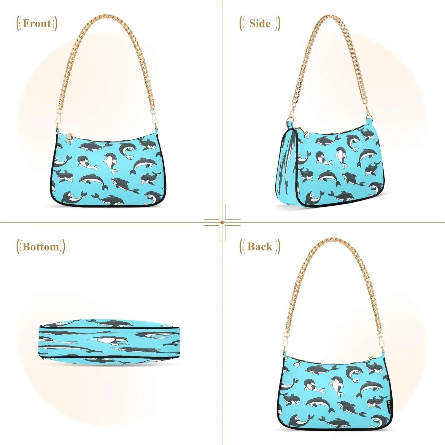 Ocean Theme Shoulder Purses for Women,Ocean Theme Shoulder Bag Purse Womens Crescent Crossbody Bag