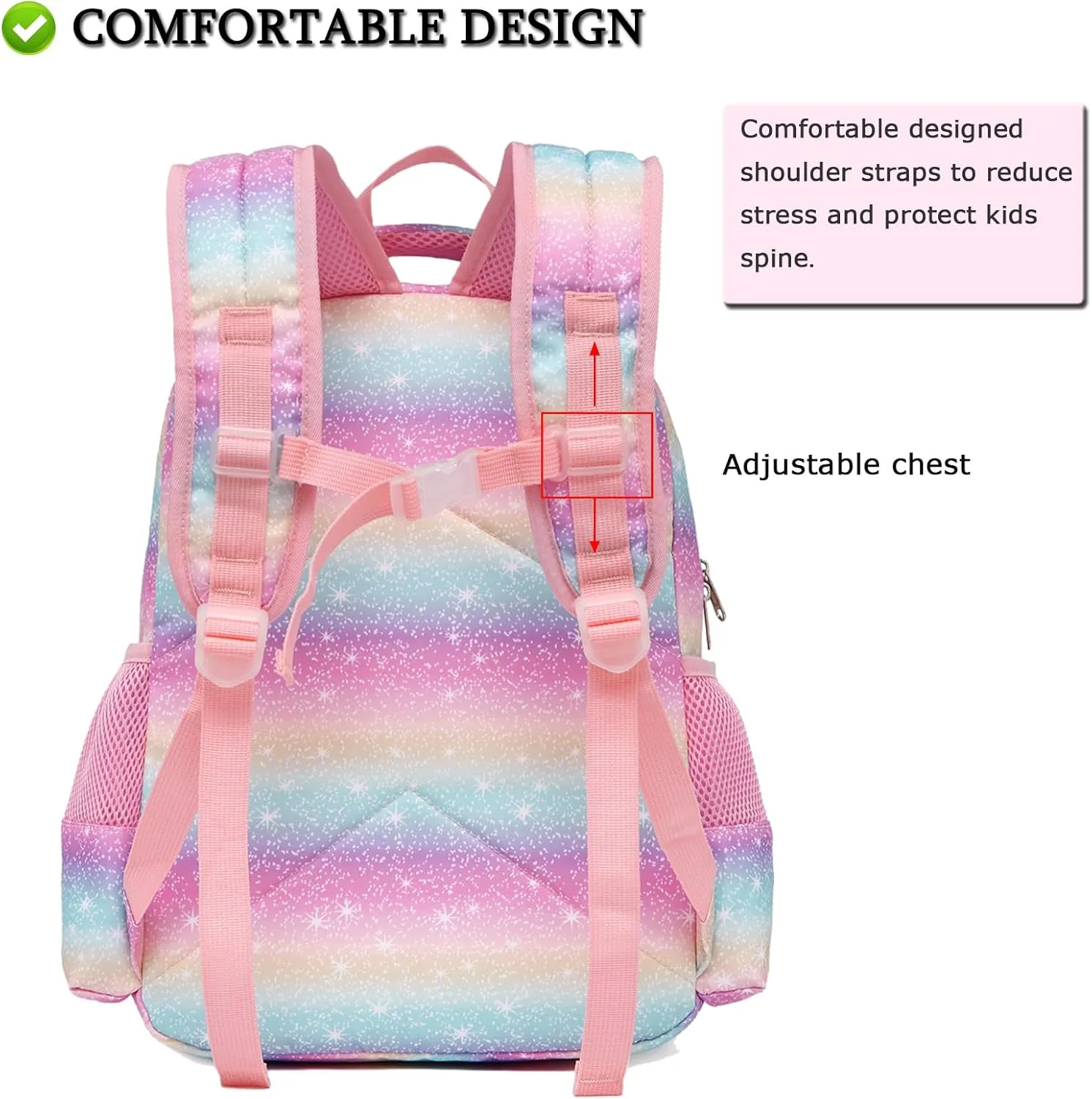 Octsky Unicorn Backpack for Girls, Kids Preschool backpacks Kindergarten Bookbag, Toddler BookBag with Chest Strap