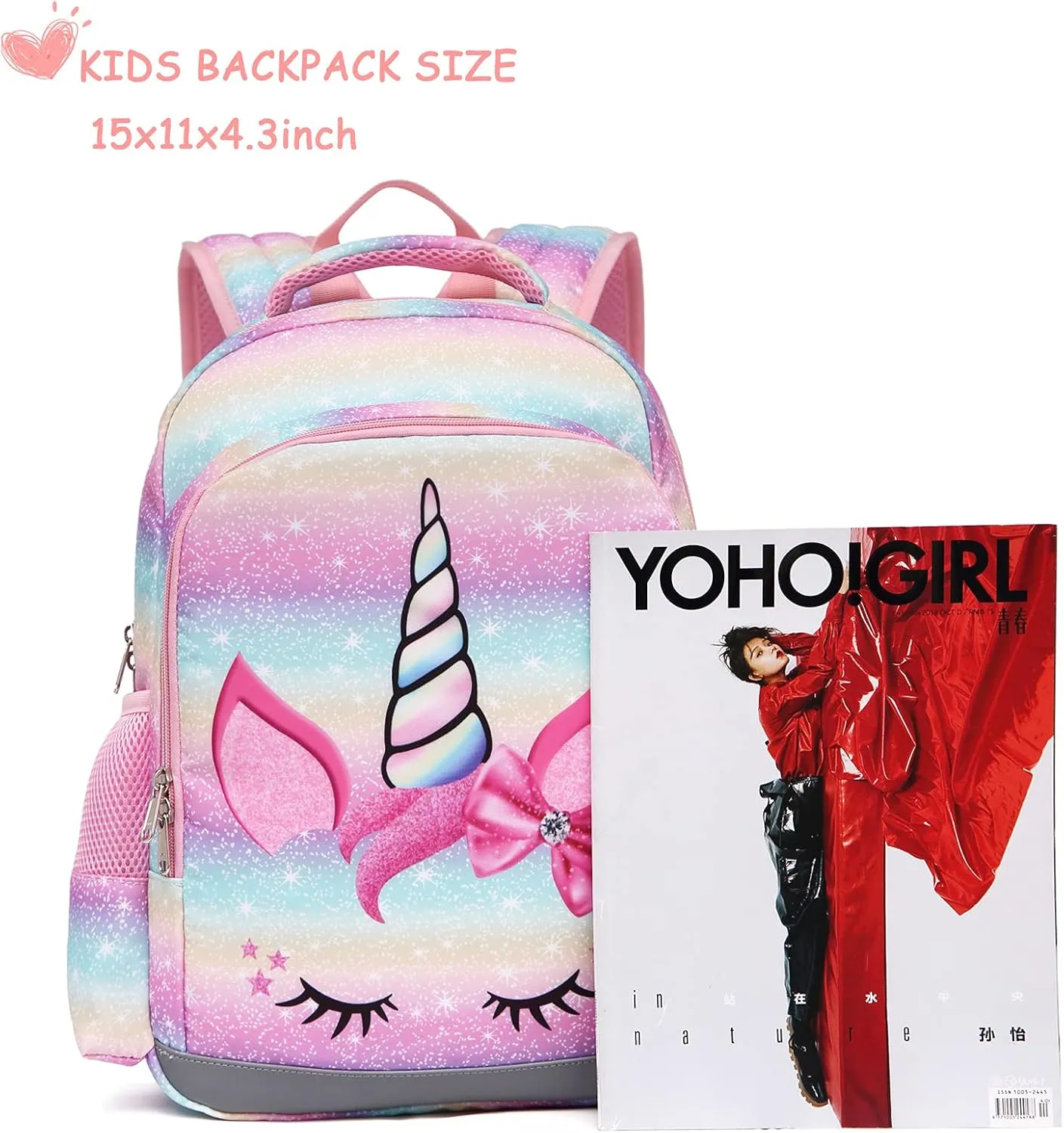 Octsky Unicorn Backpack for Girls, Kids Preschool backpacks Kindergarten Bookbag, Toddler BookBag with Chest Strap
