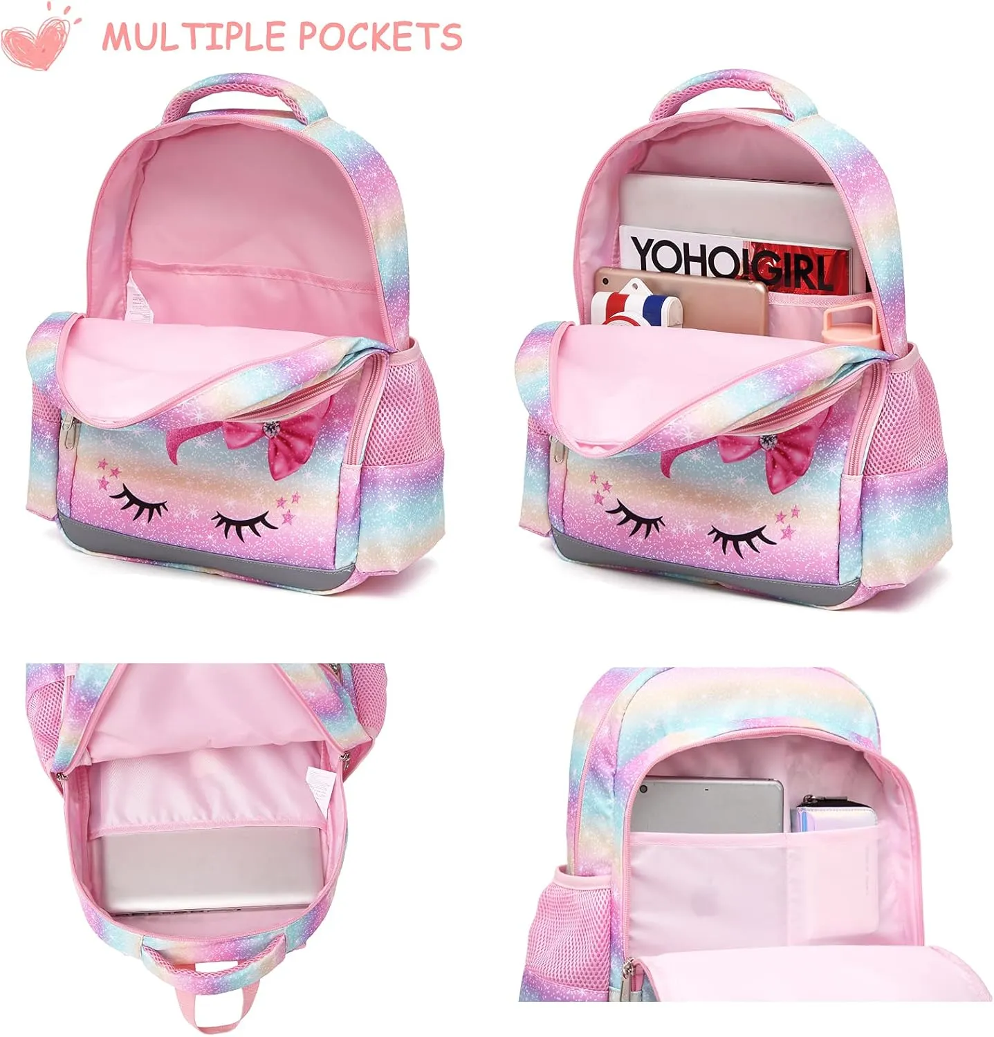Octsky Unicorn Backpack for Girls, Kids Preschool backpacks Kindergarten Bookbag, Toddler BookBag with Chest Strap