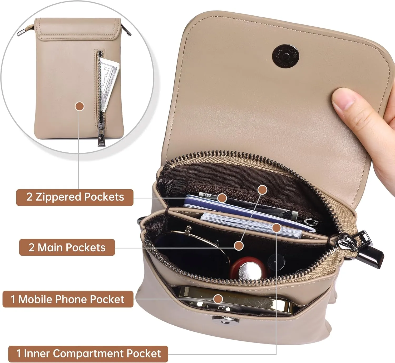 OIDERY Crossbody Bags for Women Small Cell Phone Wallet Purse with Adjustable Strap Women's Shoulder Handbag