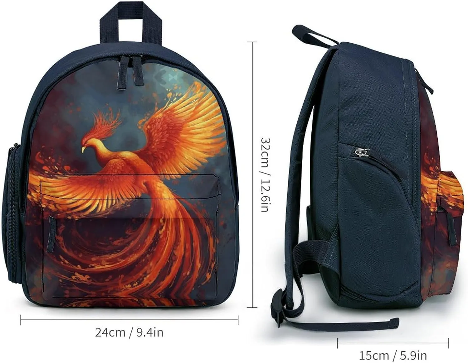 Orange Red Phoenix Travel Backpack Casual Bag Lightweight Hiking Backpacks for Business, Travelling, Hiking