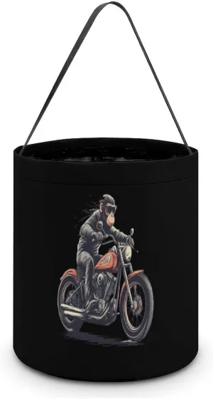 Orangutan Ape Riding Motorcycles Halloween Easter Trick Or Treat Bags Funny Candy Bucket Tote Bag Reusable Gift Bag