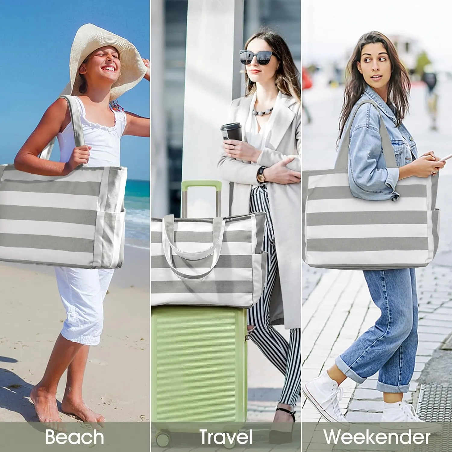 oscaurt Beach Bags for Women Travel Weekender Bag Swim Pool Bag Gifts for Women Travel Beach Essentials
