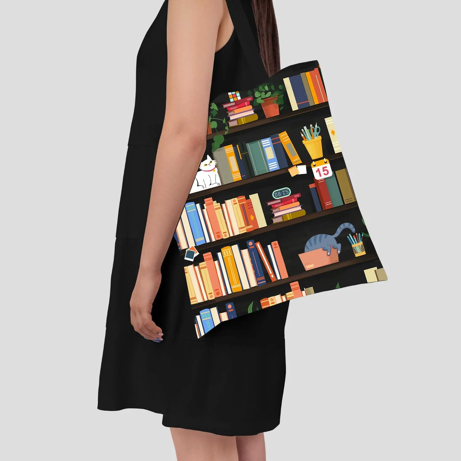OUZ Stylish Reusable Canvas Tote Bag for Women, Lightweight & Durable Shoulder Bag for Shopping, Work, Gym, Beach, Travel