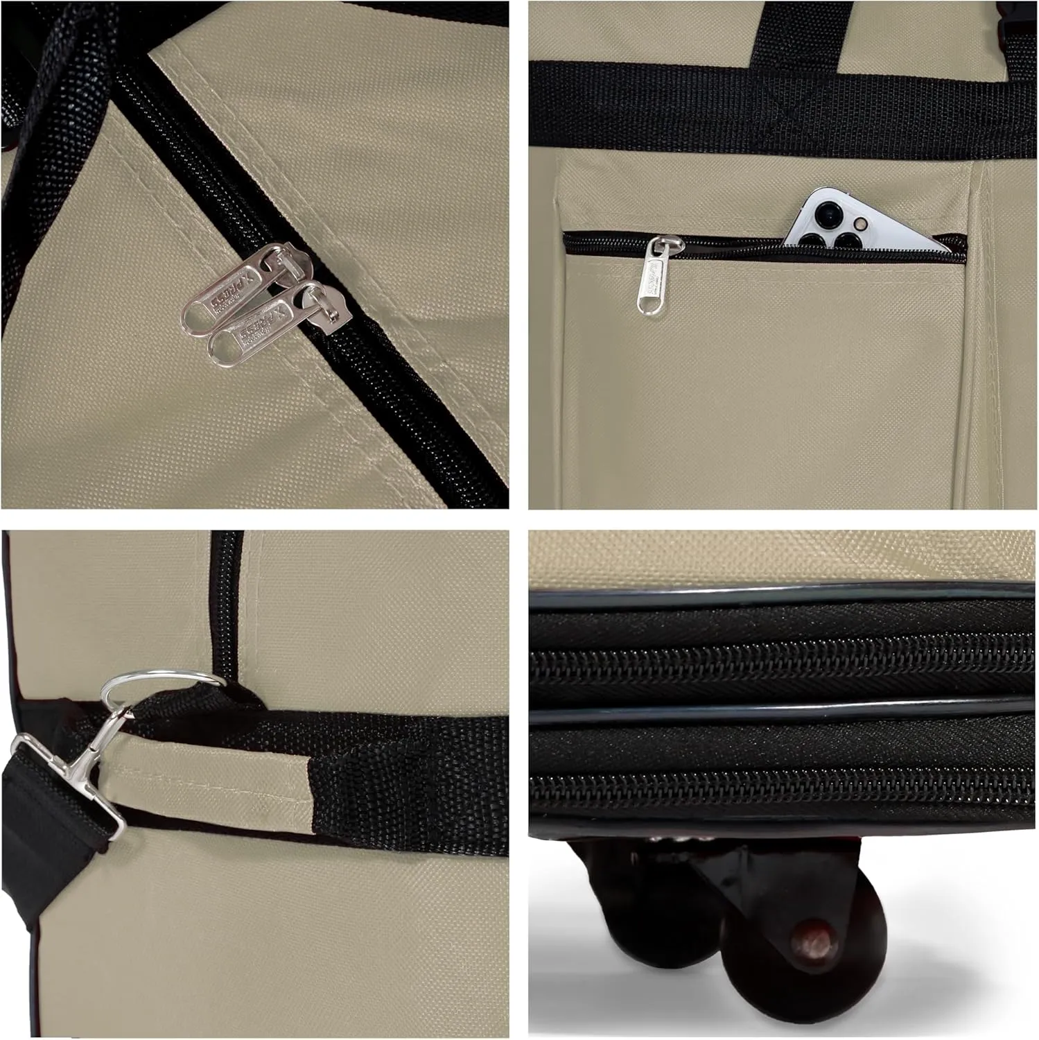 (Pack of 2) 36"" Duffle Bag Expandable Rolling Lightweight Wheeled Spinner Suitcase Luggage for Travel and Storage, Khaki, Wheelbag36