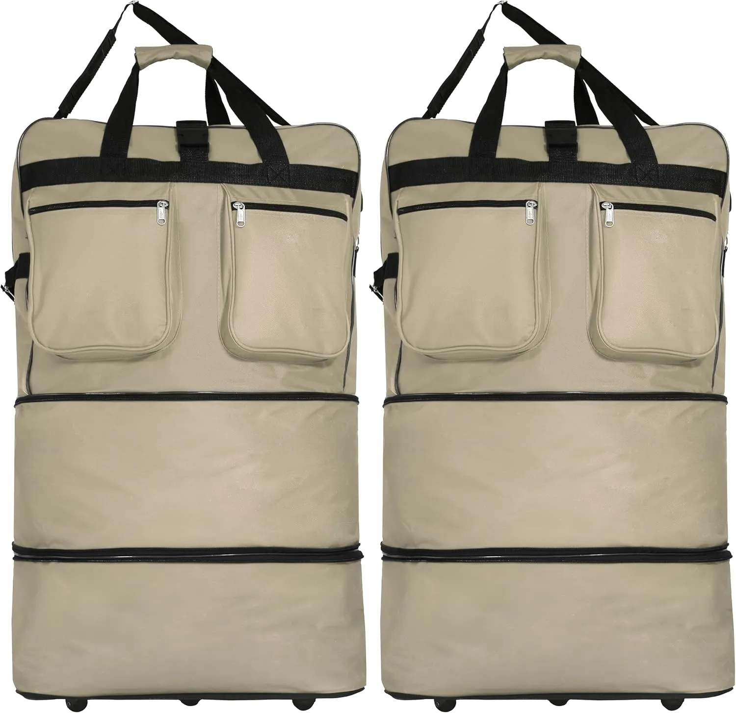 (Pack of 2) 36"" Duffle Bag Expandable Rolling Lightweight Wheeled Spinner Suitcase Luggage for Travel and Storage, Khaki, Wheelbag36