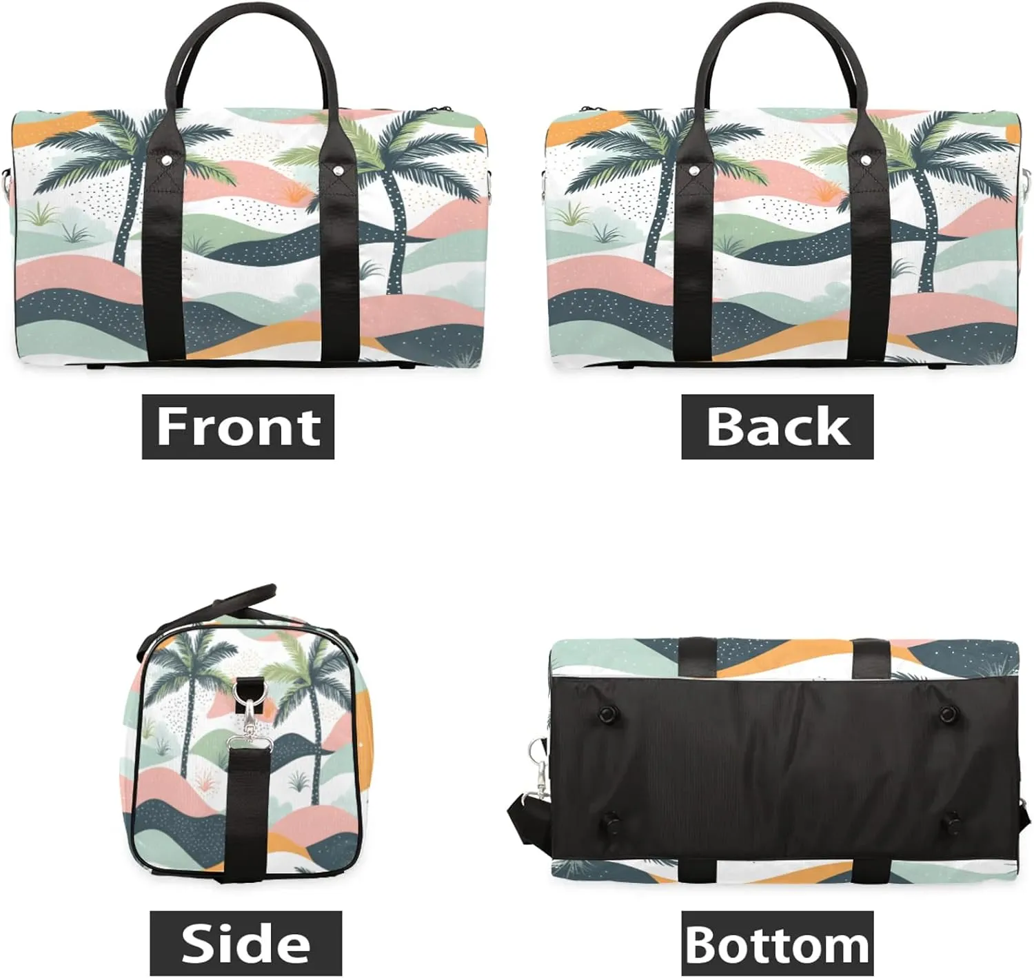 Palm Duffle Bag for Travel, Overnight Weekend Gym Carry On Luggage Bag, Tropical Plants Coconut Tree Travel Duffel Bag for Men Women