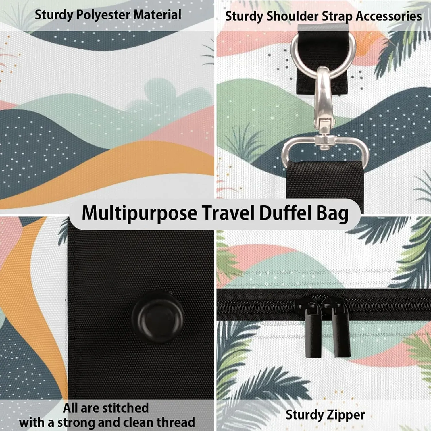 Palm Duffle Bag for Travel, Overnight Weekend Gym Carry On Luggage Bag, Tropical Plants Coconut Tree Travel Duffel Bag for Men Women