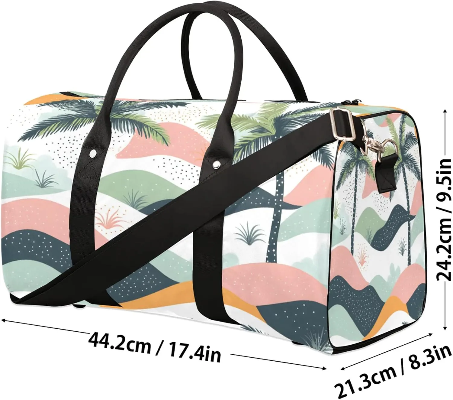 Palm Duffle Bag for Travel, Overnight Weekend Gym Carry On Luggage Bag, Tropical Plants Coconut Tree Travel Duffel Bag for Men Women