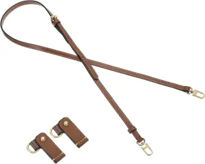 PATIKIL Leather Shoulder Straps, Adjustable Purse Straps Replacement Kit Crossbody Handbag with Gold Clasp for Mini Tote Bag, Brown