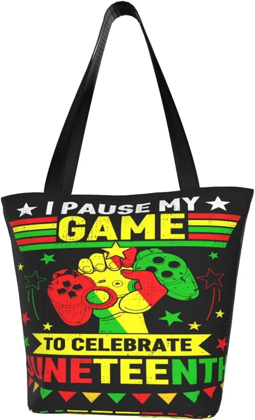 Peace Love Juneteenth Black Freedom Women's Tote Bag Lightweight Shopping Handbag Travel Shoulder Bag With Zipper