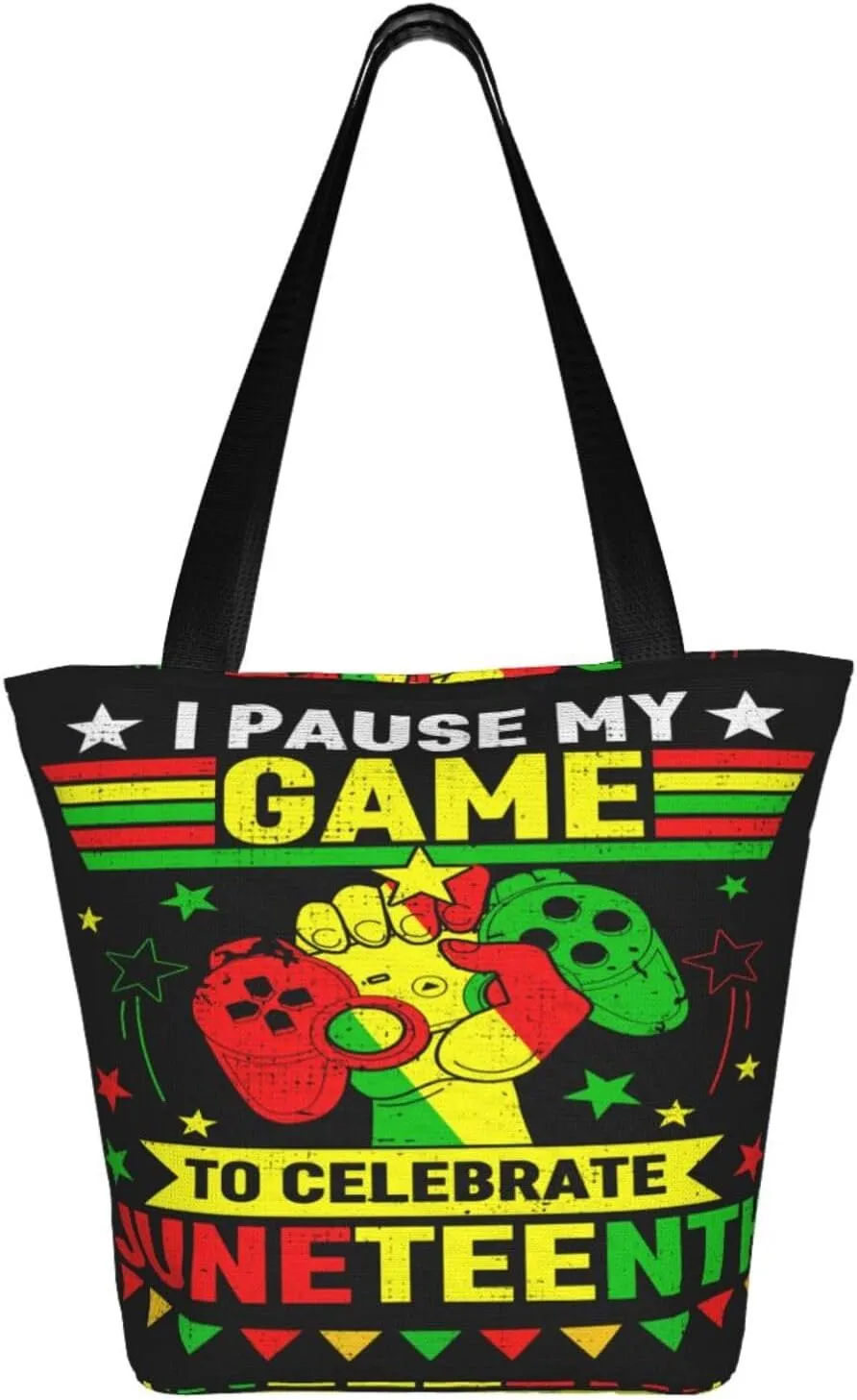 Peace Love Juneteenth Black Freedom Women's Tote Bag Lightweight Shopping Handbag Travel Shoulder Bag With Zipper