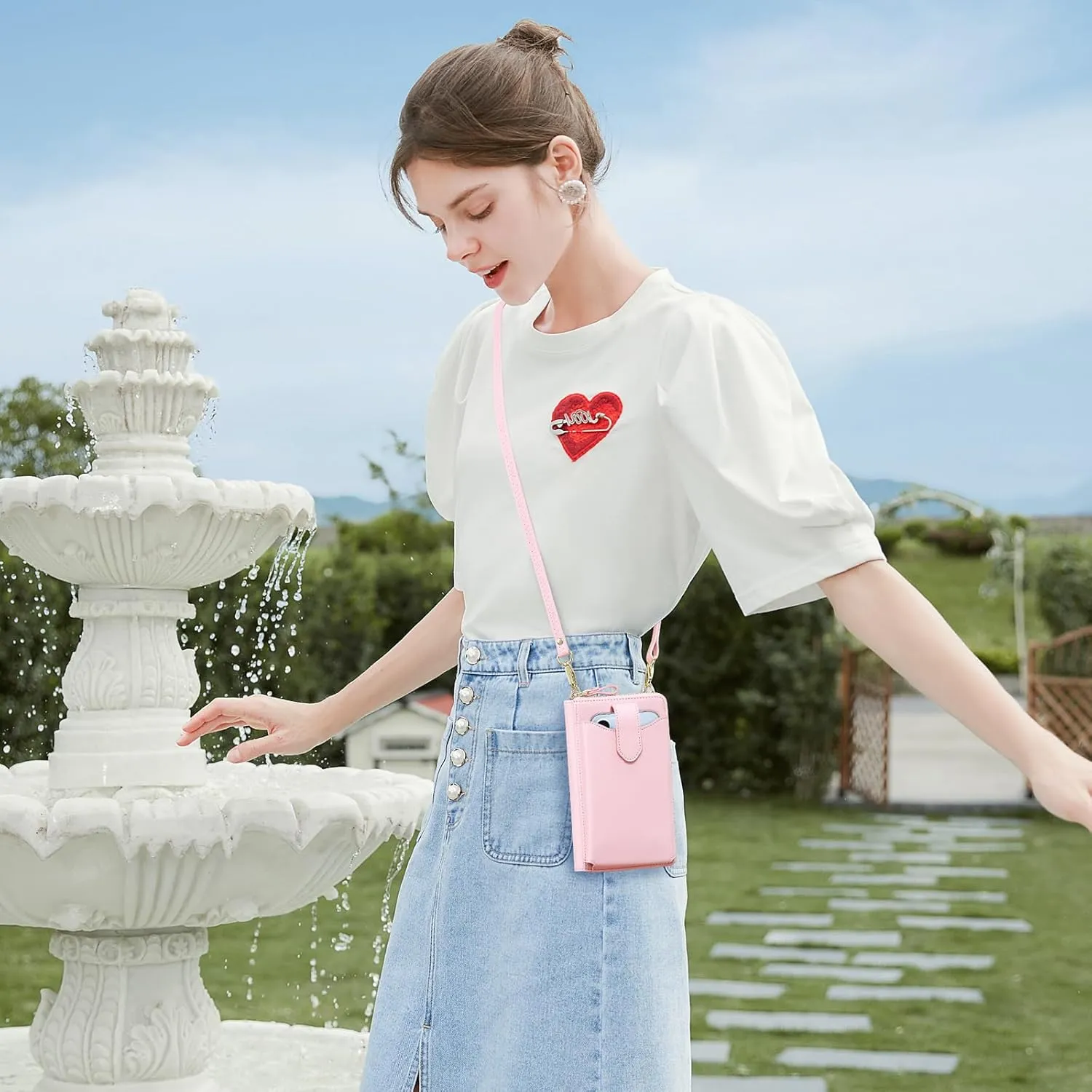 Peacocktion RFID Crossbody Wallet Purse for Women Small Travel Cell Phone Purses Trendy Vegan Leather Bags with Card Slots