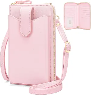 Peacocktion RFID Crossbody Wallet Purse for Women Small Travel Cell Phone Purses Trendy Vegan Leather Bags with Card Slots
