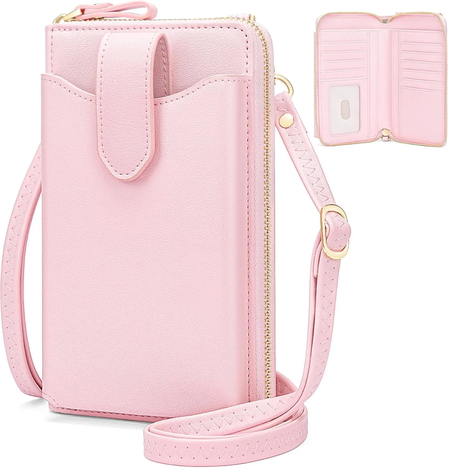 Peacocktion RFID Crossbody Wallet Purse for Women Small Travel Cell Phone Purses Trendy Vegan Leather Bags with Card Slots