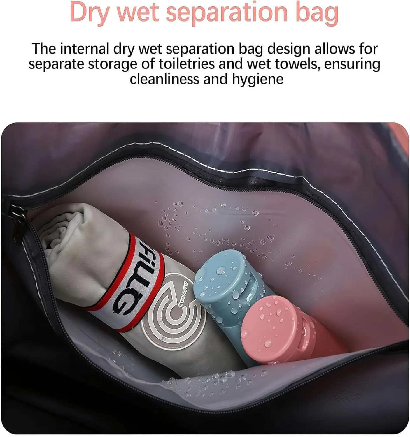 Pepepo Travel Bag with Wheels, 2025 New Large Capacity Travel Bag, Expandable and Foldable Luggage Bags, With Dry and Wet Separation Layer, Durable & Multi-functional Design (Pink)