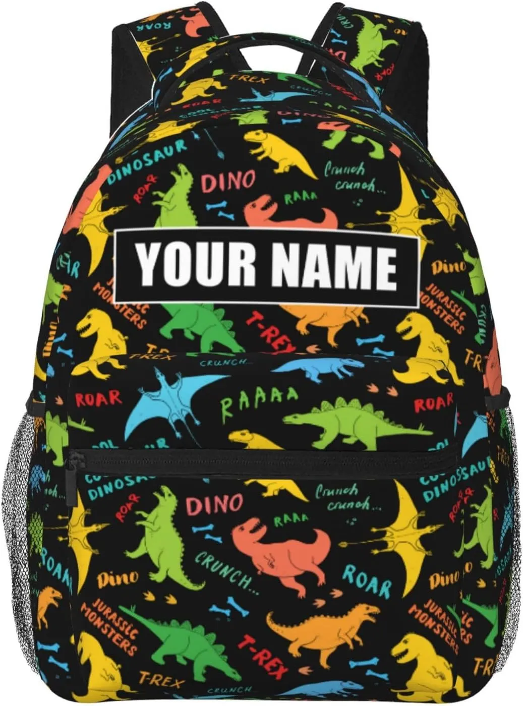 Personalized Backpack for Girls Boys, Custom Backpacks with Name for Kids, Customized Dinosaur School Bookbag for Back to School Travel Picnic 16in