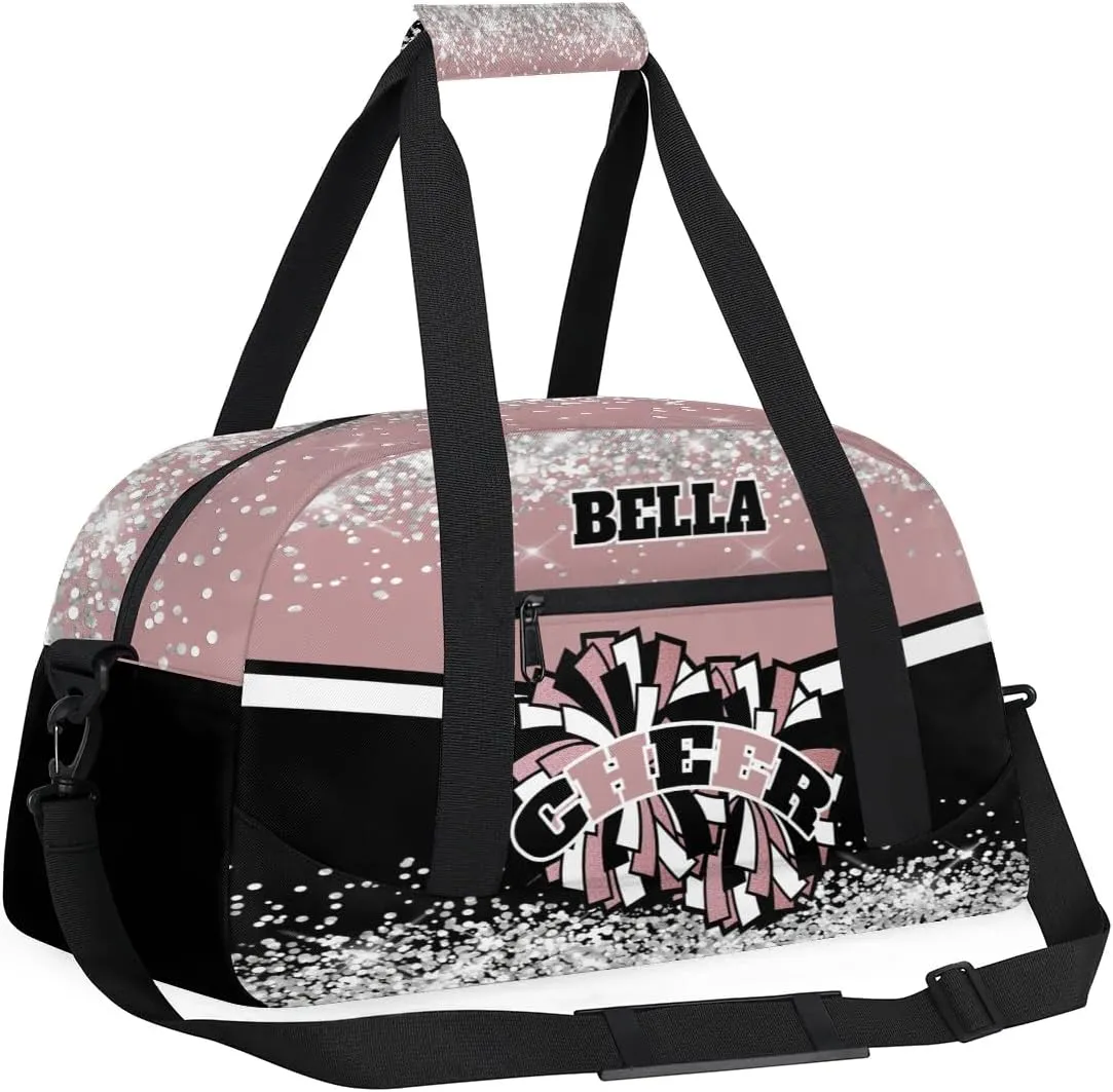 Personalized Cheer Bag Dance Bag for Girl, Custom Gym Bag Sport Duffel Bag, Weekender Bags Travel Duffel Bag Rose Gold Glam, Option 1