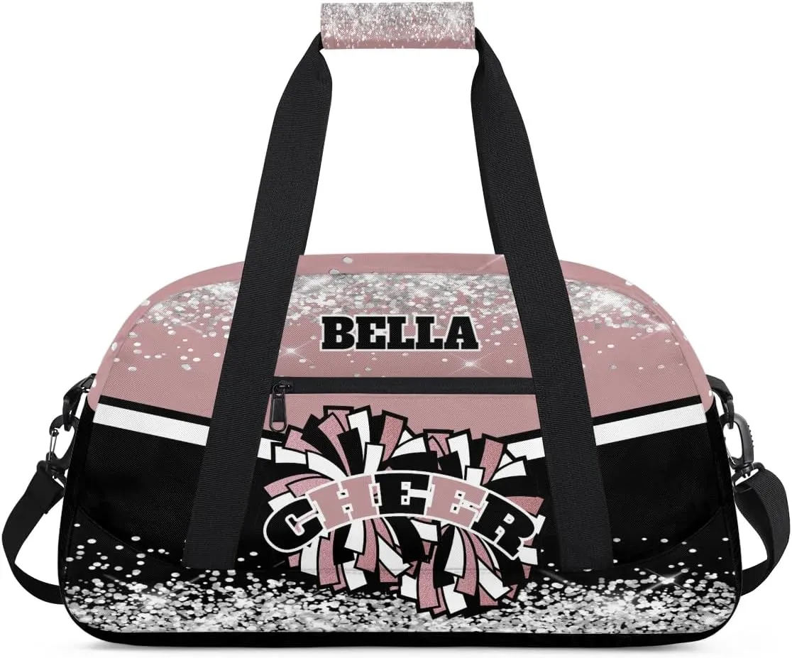 Personalized Cheer Bag Dance Bag for Girl, Custom Gym Bag Sport Duffel Bag, Weekender Bags Travel Duffel Bag Rose Gold Glam, Option 1