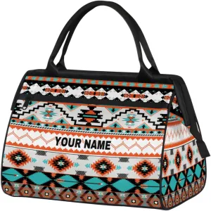 Personalized Custom Duffel Bags for Women Men, Personalized Customized Travel Duffel Bag, Waterproof Sports Gym Bag Weekender Overnight Bag Carry On Tote Bag, Colorful Ethnic Aztec Geometric