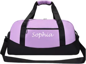Personalized Duffel Bag Name Custom Sports Gym Bags Two Toned Travel Duffle Bag with Wet Dry Pockets & Shoe Weekend Overnight Bag for Women Men