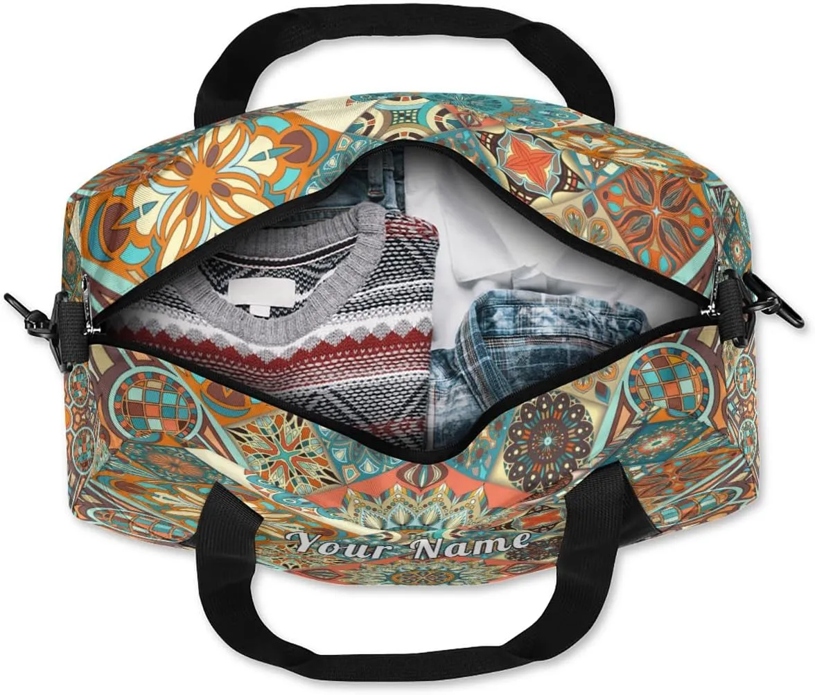 Personalized Kids Duffel Bag Mexican Talavera Tile,Custom Sport Gym Bag for Boys Girls,WWeekender Overnight Bags Travel Duffel Bag,Customized Kids Gift
