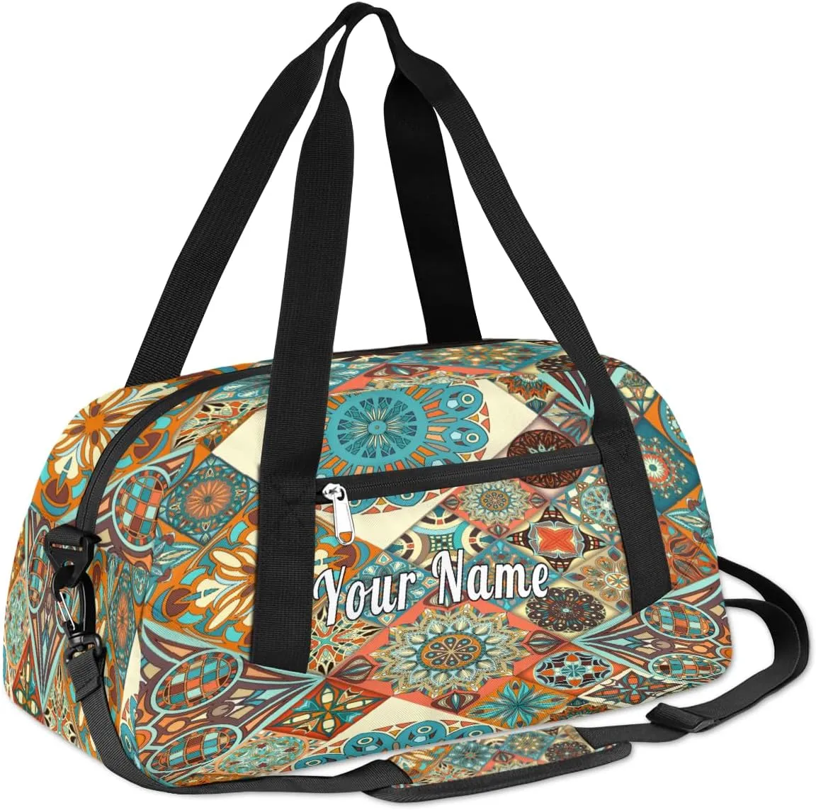 Personalized Kids Duffel Bag Mexican Talavera Tile,Custom Sport Gym Bag for Boys Girls,WWeekender Overnight Bags Travel Duffel Bag,Customized Kids Gift