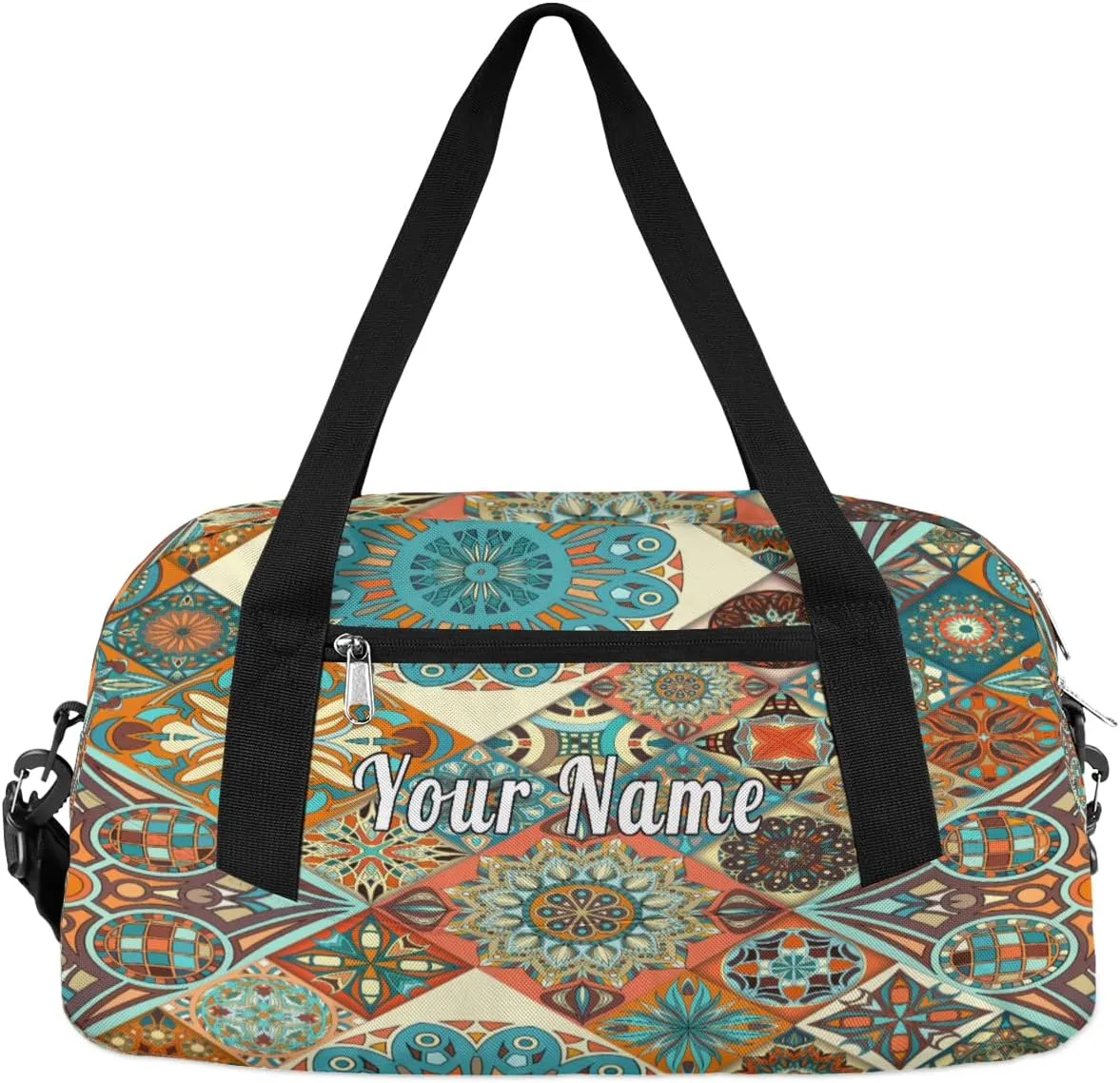 Personalized Kids Duffel Bag Mexican Talavera Tile,Custom Sport Gym Bag for Boys Girls,WWeekender Overnight Bags Travel Duffel Bag,Customized Kids Gift